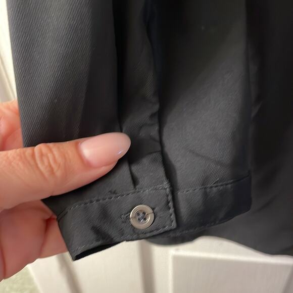 Mustard Seed Black Long sleeve Caged V-Neck Double pocket shorts romper size L - Picture 6 of 12